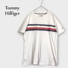 トミーヒルフィガー Tシャツ 半袖 ロゴ刺繍 L コットン100% ホワイト