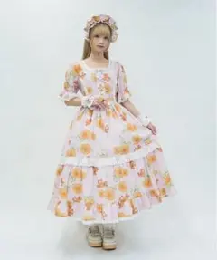 シャルミエール クラシカルローズ柄ジャンスカ＋バレッタ 2点セット 生成り シャルミエール クラシカルローズ柄ジャンスカ＋バレッタ 2点セット