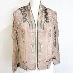 ETRO エトロ ペイズリー柄 シルク100% ストール イタリア製 ピンク