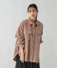 新品 タグ付き GLOBAL WORK イージーケアコーデュロイシャツ ピンク