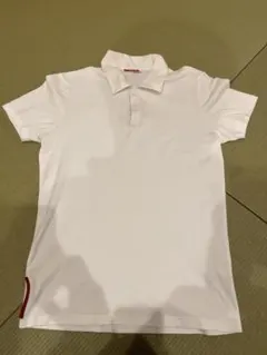PRADA ホワイトポロシャツ 赤ストライプ 未使用 24年商品 PRADA プラダ ストライプ ジャージー ポロシャツ M
