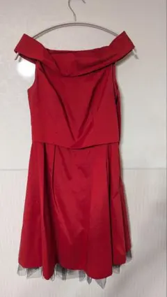 LADYアシンメトリーチュールドレス ラグナムーン ワンピース 赤 レッド 