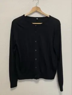 ★美品★ユニクロ UVカット クルーネックカーディガン 黒 ブラック XLサイズ
