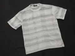 ブラックレーベル 半袖ニットブロックチェック柄カットソーL22000円　薄グレー