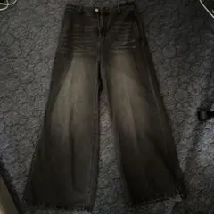 ダークグレー ワイドレッグデニム