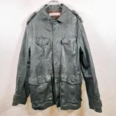 イタリア製 マルセロパンパローニ 52 レザージャケット カーキ