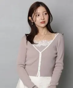 【新品】アプワイザーリッシェ　パイピングレースニットアンサンブル