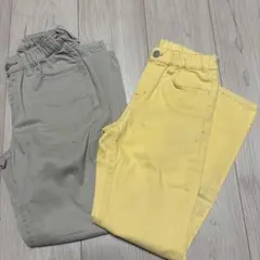 ロングパンツ 2本セット ベージュ イエロー　130のサムネイル
