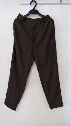 起毛タックテーパードパンツ　チェック　GU