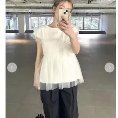 チュールドッキングカットソー