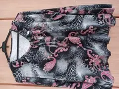 ペイズリー柄 長袖トップス フリル付き