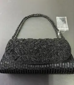ビーズ刺繍 ブラック ２WAY　ハンドバッグ　ショルダーバッグ　パーティーバッグ