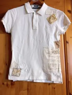 Ralph Lauren　パッチワークデザイン　半袖　ポロシャツ　L　ホワイト