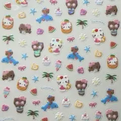 ネイルシール 5D3D立体 日焼けキティ オーロラ ガングロ キャラクター