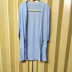薄手ロングカーディガン 七分袖　無地ブルーグレーM　 新品未使用
