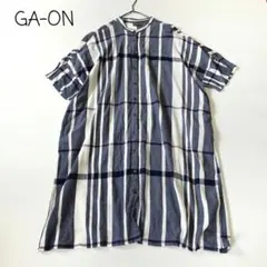 GA-ON マライカ ワッシャー加工 シャツ チュニックワンピース チェック