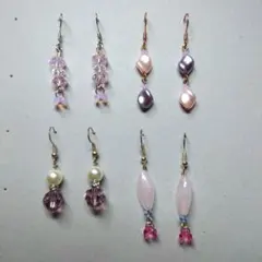 スワロフスキー使用　ハンドメイド ピアス４個セット