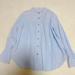 ⭐︎セール【極美品】N. エヌドット フリル襟 ブルー 青 長袖 シャツ Mのサムネイル