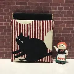のんびり猫さん♪ハンドメイド＊バネポーチ♪ミニポーチ♪
