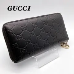 GUCCI グッチ 長財布 シマ スーキー ラウンドファスナー 黒 ブラック