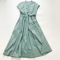 BLAMINK ブラミンク カシュクール ラップワンピース グリーン チェックのサムネイル