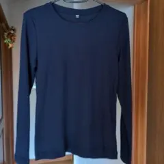 ユニクロ☆ネイビー リブ編み 長袖Tシャツ ／Sサイズ