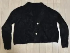 超美品 DHOLIC シャギーニットカーディガン パールボタン ブラック