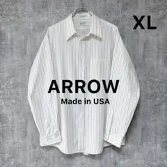 ✅USA製ARROW 長袖シャツストライプ柄XL相当ヴィンテージ古着