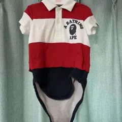 BAPE KIDS ロンパース 80cm レッド×ホワイトのサムネイル
