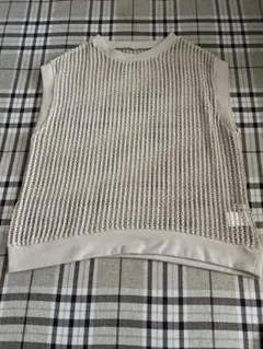 Lutipue 透かし編み ニットベスト ノースリーブ サマーニット ベージュ