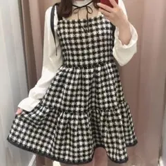 evelyn 千鳥柄　ミニワンピース evelynチョーカーワンピース千鳥柄 - メルカリ