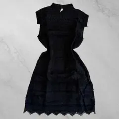ワンピース 黒 レース ノースリーブ ガーリー グランジ 韓国 ダークコア 古着