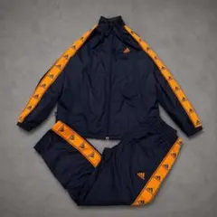 00s adidas トラックジャケット セットアップ オレンジ ネイビーY2K