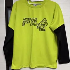 FILA 蛍光イエロー/黒 長袖Tシャツ
