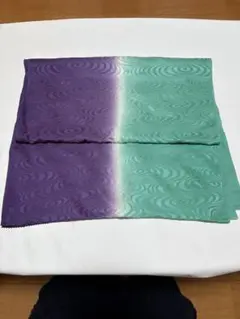 紫と緑の波模様 帯揚げ