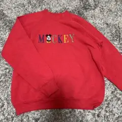 ミッキーマウス刺繍レッドスウェット