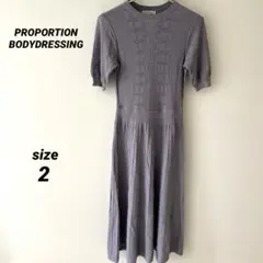 プロポーションボディドレッシング　グレー　半袖ロング　ニット　ワンピース　2