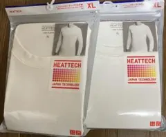 @2点セットXL新品ユニクロメンズヒートテッククルーネックTシャツ9部袖白