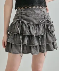 ドロストティアードミニスカート デニム