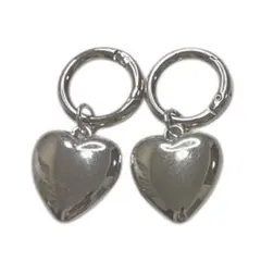 ハート型シルバーチャーム 2個セット　シューズチャーム　F