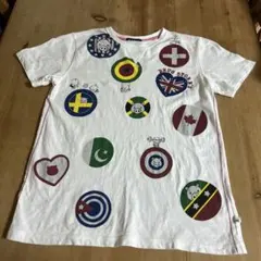 drug store's 半袖Tシャツ ホワイト 国旗柄　ドラックストアーズ