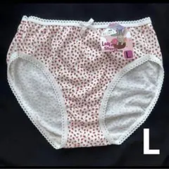 白　いちご柄　パンティ　レディースショーツ　コットンショーツ　１枚　L