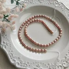 P567-19ピンク淡水パール しずく型オーバル型 アクセサリーハンドメイド材料