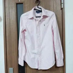 ラルフローレン　オックスフォードシャツ　ピンクストライプ　XS