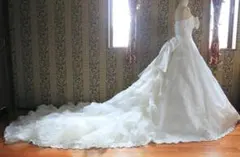 2WAYミカドサテン高級ウエディングドレス7号9号11号S~Lロングトレーン