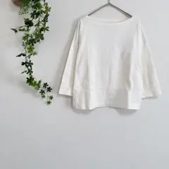 ［良品計画］七分袖カットソー（XS-S）ボートネック　綿100 無印