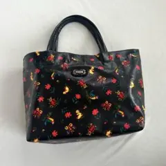 FELLER ハイジ柄 ミニトートバッグ 花柄 ハンドバッグ 黒