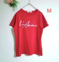 h104　エルスポーツ【M】Tシャツ/カットソー/伸縮/赤系/半袖/スポーツ/