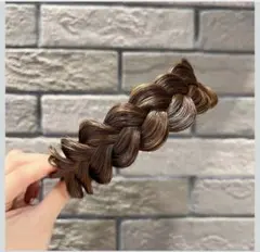 編み込み　ヘアバンド ライトブラウン　人工ヘア　ウェディング　ウィッグ