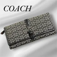 COACH シグネチャー 小銭入付 キャンバス×レザー ブラック 長財布